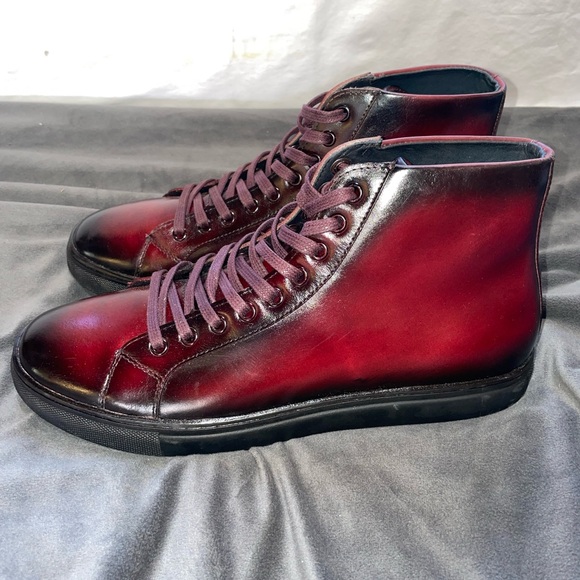 Belvedere David High-Top Leather‎ Sneakers 8.5D Burgundy Oxblood • Streetwear - Picture 3 of 7